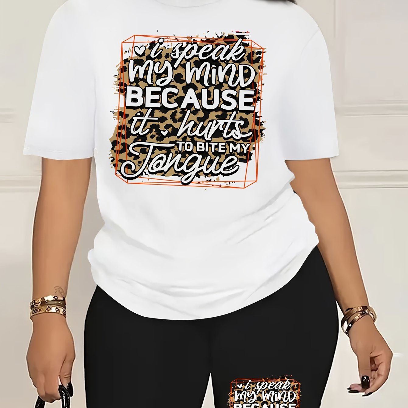Casual Fashion Summer Two-Piece Fun C- Calvin Printed T-shirt Shorts Ladies Two-Piece Set Exercise Yoga Set Lightweight& Breathable Comfort Fit