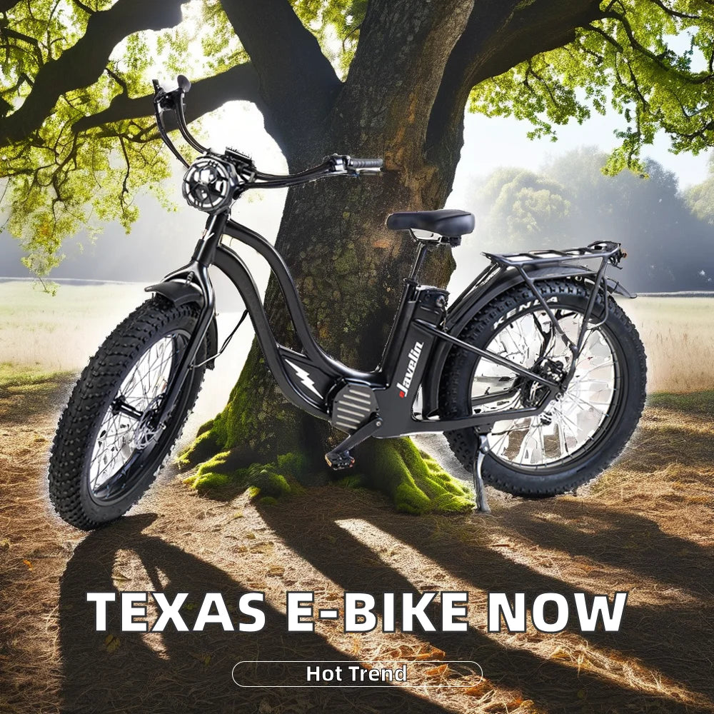 Ships Now From Texas USA E Bike Fat Electric Bikedouble Shock Absorption 26'' Fat Tire Electric Bike/Moped with Pedal Drop
