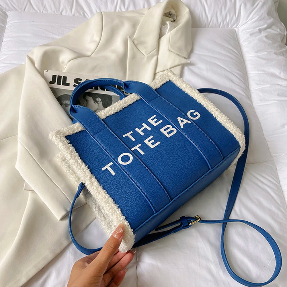 PU Leather Commute Bag Fashion Letter Square Bags Casual Soft for Girls Shopping