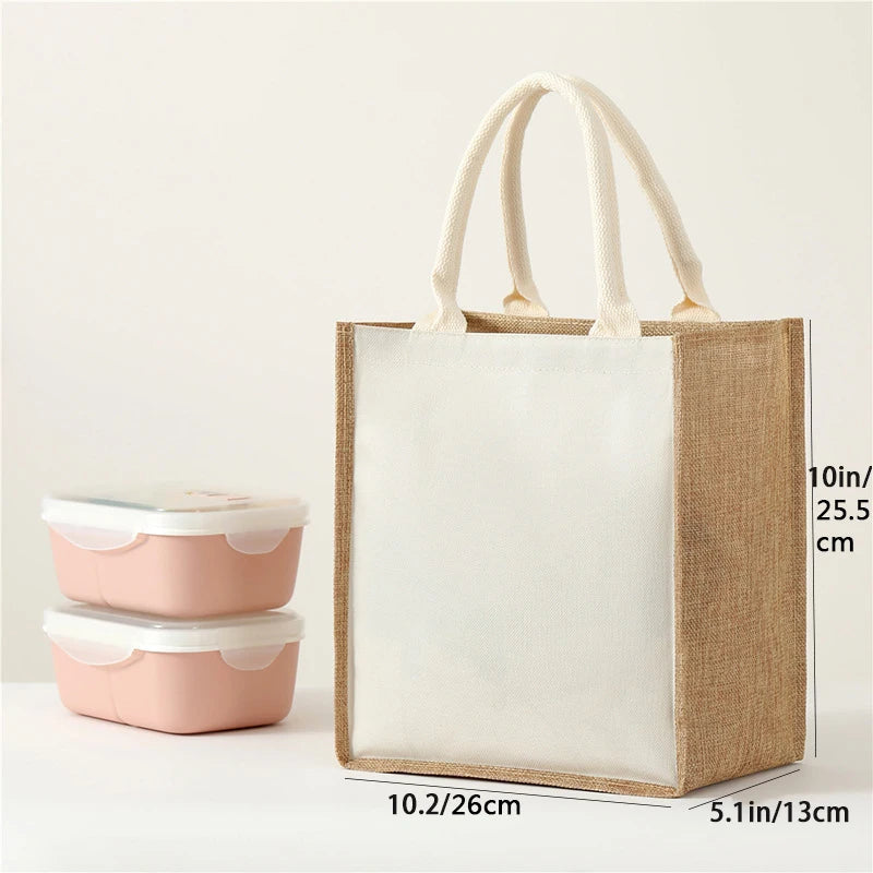 Blank DIY Painting Canvas Bags Hand Carrying Zipper Faux Linen Bags Solid Color Large Capacity Ladies Tote Shopping Bags