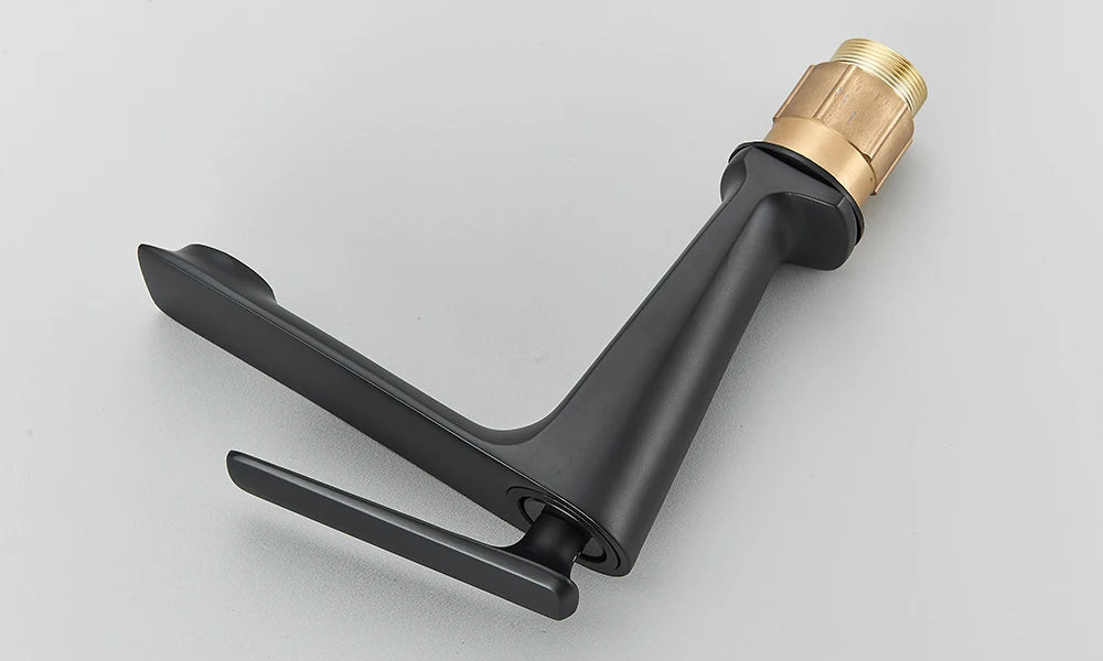 Rozin Matte Black Basin Faucet Deck Mounted Brass Bathroom Sink Faucets Single Lever Bathroom Crane Hot Cold Water Mixer Taps
