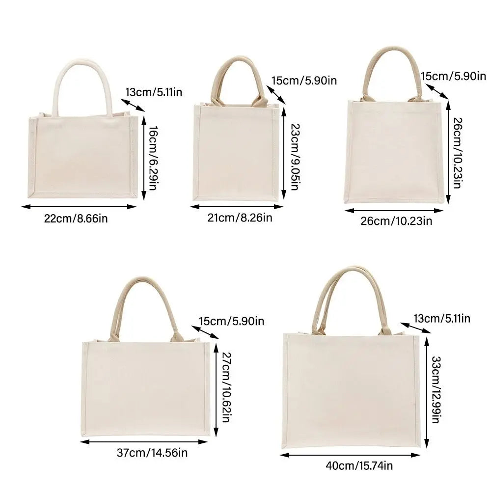 DIY Reusable Hand Drawn Canvas Bag Reusable Large Capacity Foldable Shopping Bag Beige Daily Commutting Blank Tote Sack