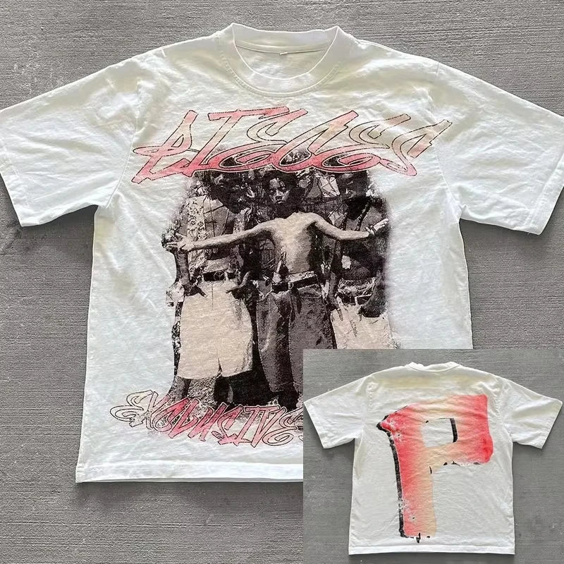 American Retro Letter Print Oversized T Shirt Y2K Streetwear Hip Hop Crew Neck Loose Casual Harajuku Fashion Street Goth Top