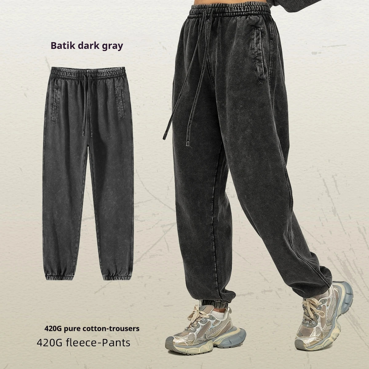 Sweatpants Joggers Women Men Vintage Wash Distressed Lightweight Round Hem Faded White Casual Pants Lounge Pants Comfy Trousers