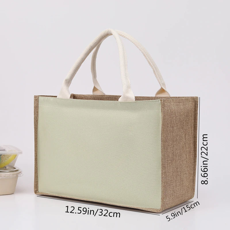 Blank DIY Painting Canvas Bags Hand Carrying Zipper Faux Linen Bags Solid Color Large Capacity Ladies Tote Shopping Bags