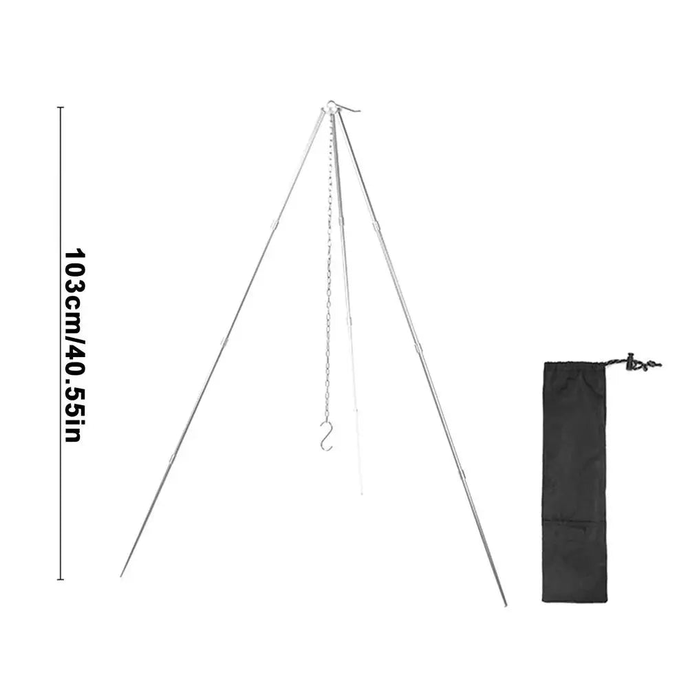 Outdoor Large Bonfire Tripod Portable Camping Picnic Campfire Cooking Pot Hanging Chain Triangle Support Stand Rack Accessories