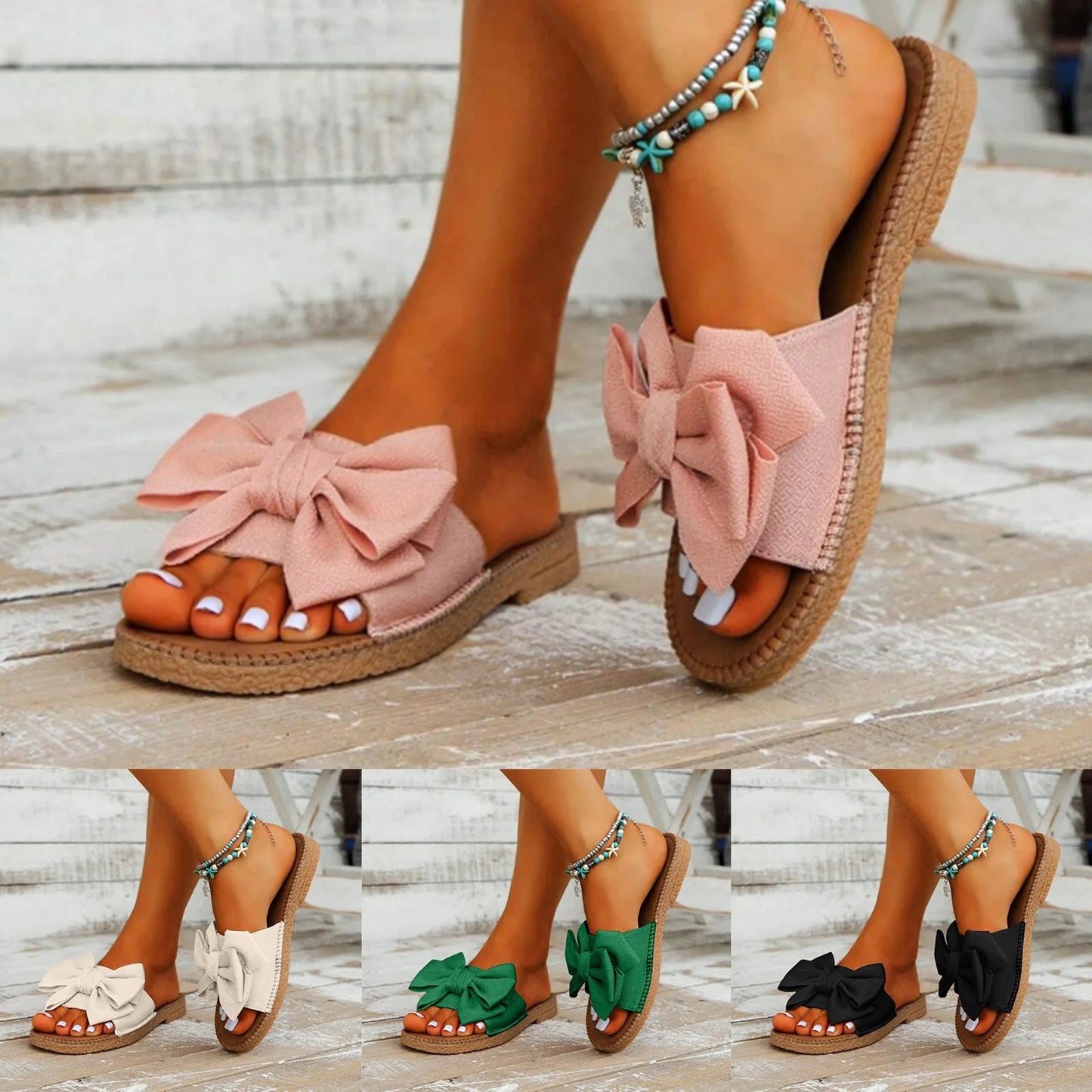 Women'S Casual Summer Sandals With Big Bowknot