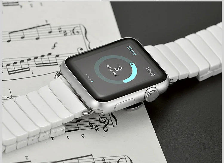 Ceramic Strap for Apple Watch Band 44mm 40mm 45mm 49mm 42mm 38 Stainless steel butterfly bracelet iWatch series 6 3 7 8 se ultra