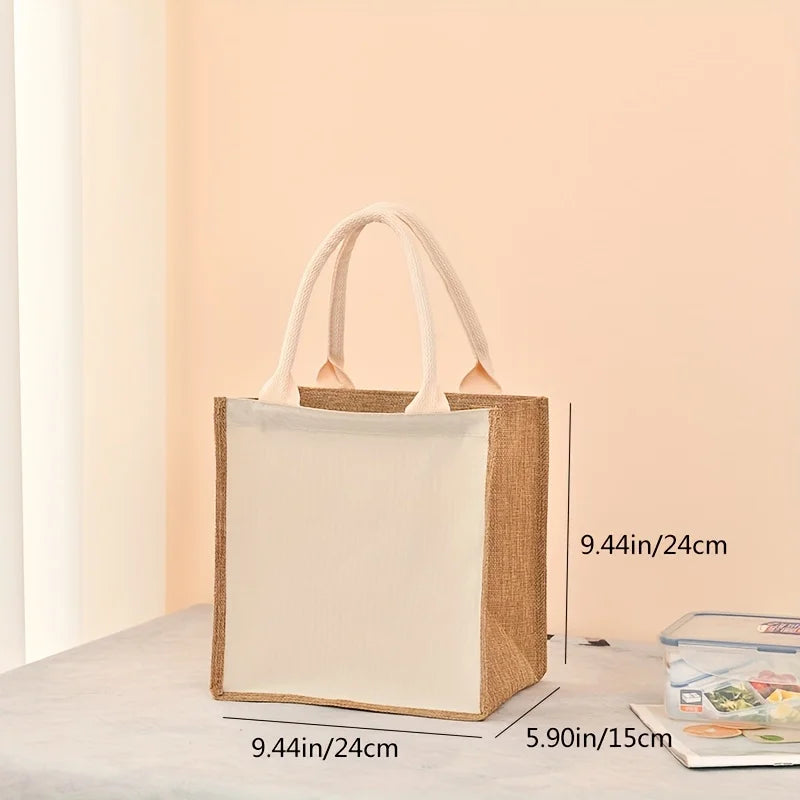 Blank DIY Painting Canvas Bags Hand Carrying Zipper Faux Linen Bags Solid Color Large Capacity Ladies Tote Shopping Bags