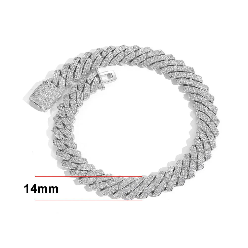 KNOBSPIN D VVS1 All Moissanite Cuban Bracelets for Women Man Hip Hop Party Fine Jewelry with GRA s925 Sterling Sliver Bracelet