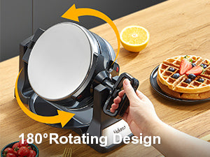 Belgian Waffle Maker, Classic Rotating Waffle Iron with Nonstick Plates, Removable Drip Tray and Cool Touch Handles, Double Flip