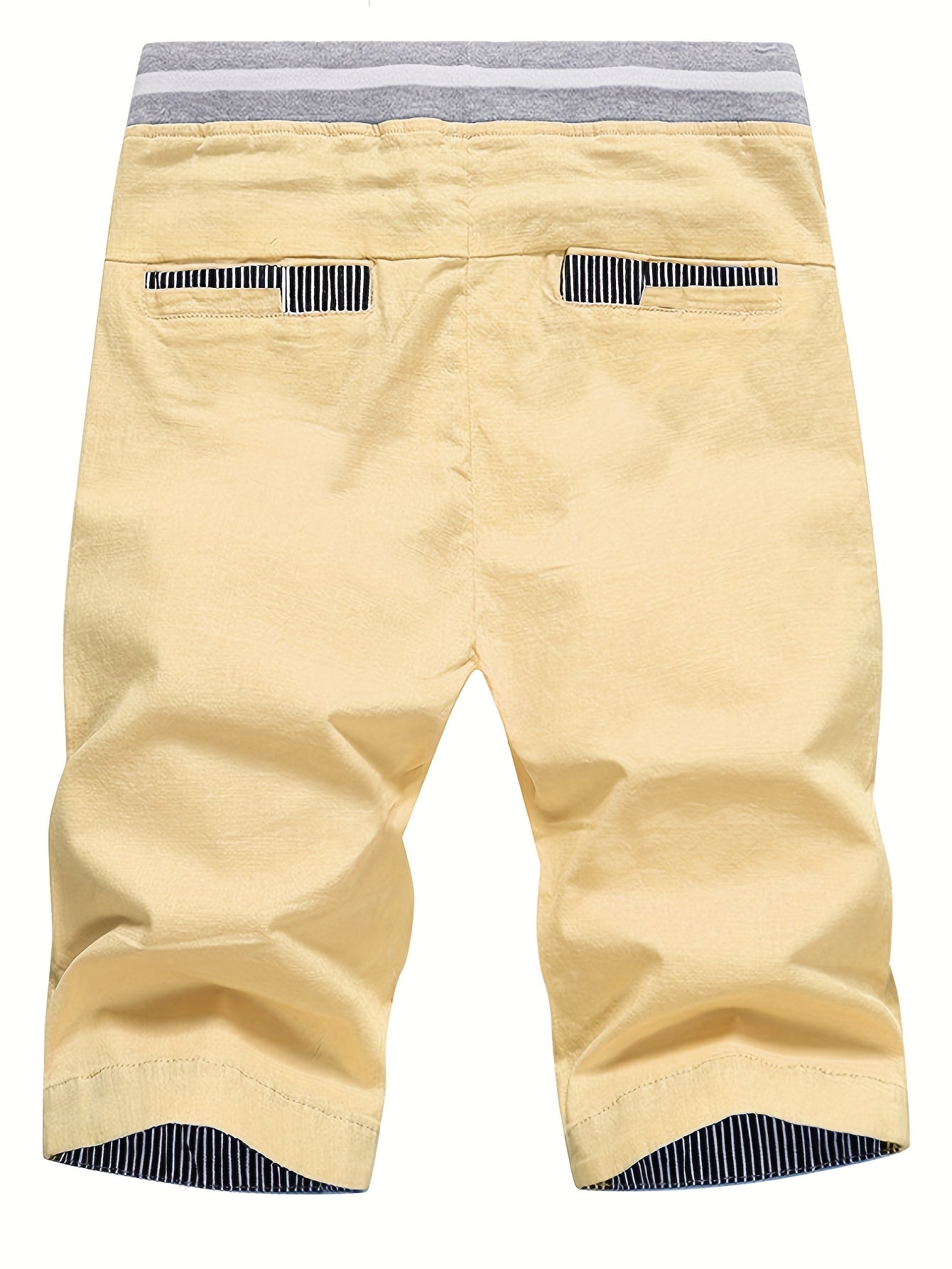 Men's 2-in-1 Look Spliced Casual Shorts with Drawstring Waist, Label Patch, Summer Short Straight-Leg Beach Casual Sport Daily Knee-Length Pants