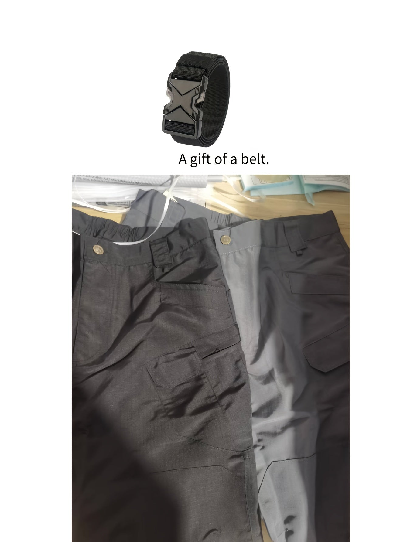 2pcs of Men's Tactical Cargo Shorts, Lightweight, Quick Dry, Breathable, Multi Pocket, - Black & Grey, Great for Hiking & Outdoor Activities, Mountaineering Gear