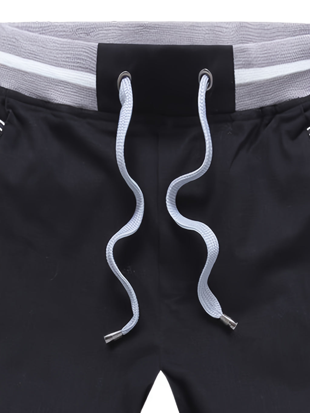 Men's 2-in-1 Look Spliced Casual Shorts with Drawstring Waist, Label Patch, Summer Short Straight-Leg Beach Casual Sport Daily Knee-Length Pants