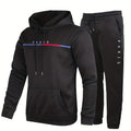 Paris Print, Men's 2Pcs Outfits, Casual Hoodies Long Sleeve Pullover Hooded Sweatshirt And Sweatpants Joggers Set For Spring Fall, Men's Clothing