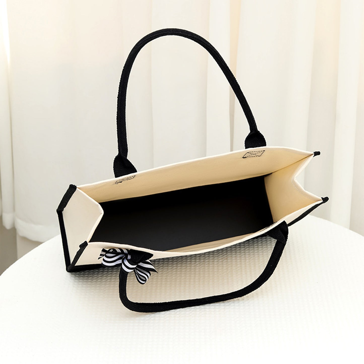 Paris & Mood Pattern Canvas Beach Bag, Versatile Tote Bag, Casual Large Capacity Shopping Tote Bag, Gift Wrapping Bag