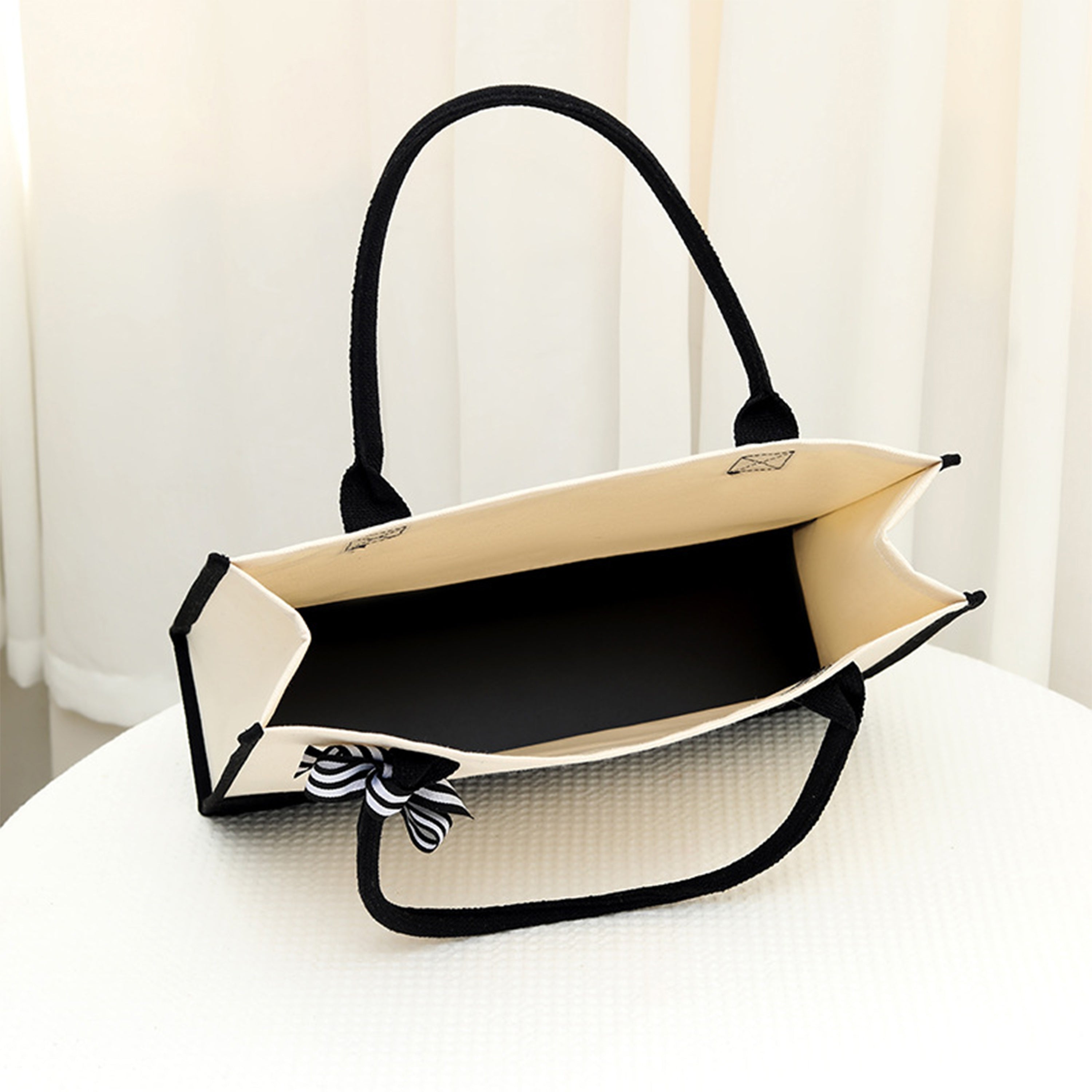 Paris & Mood Pattern Canvas Beach Bag, Versatile Tote Bag, Casual Large Capacity Shopping Tote Bag, Gift Wrapping Bag
