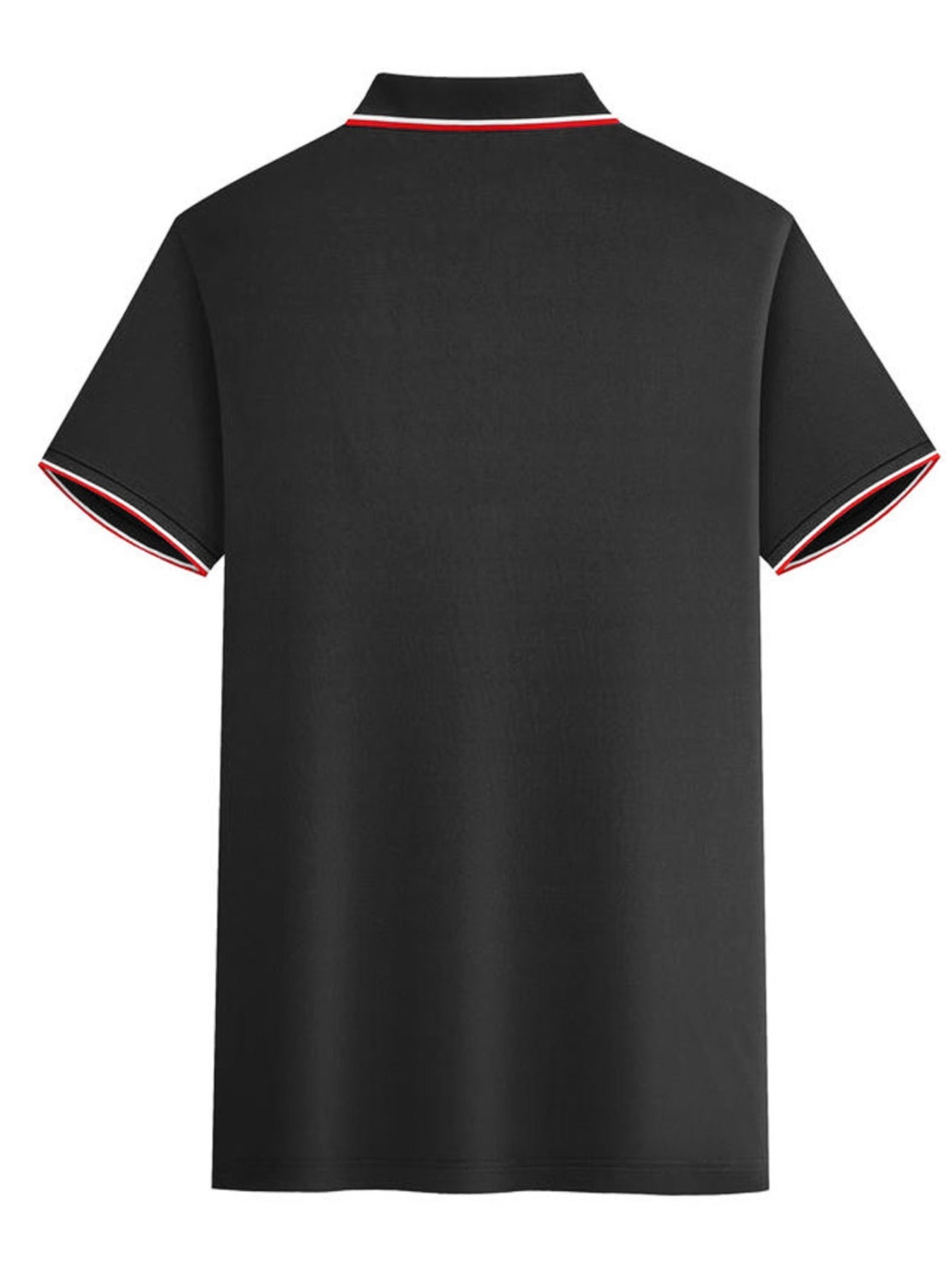 Men'S Stylish Black Polo Shirt with "PARIS" Print - Red & White Stripes, Casual Summer Wear, Breathable & Comfortable, Perfect for Outdoor Activities & Casual Events, Casual Summer Shirt|Stylish Casualwear|Comfortable Fit