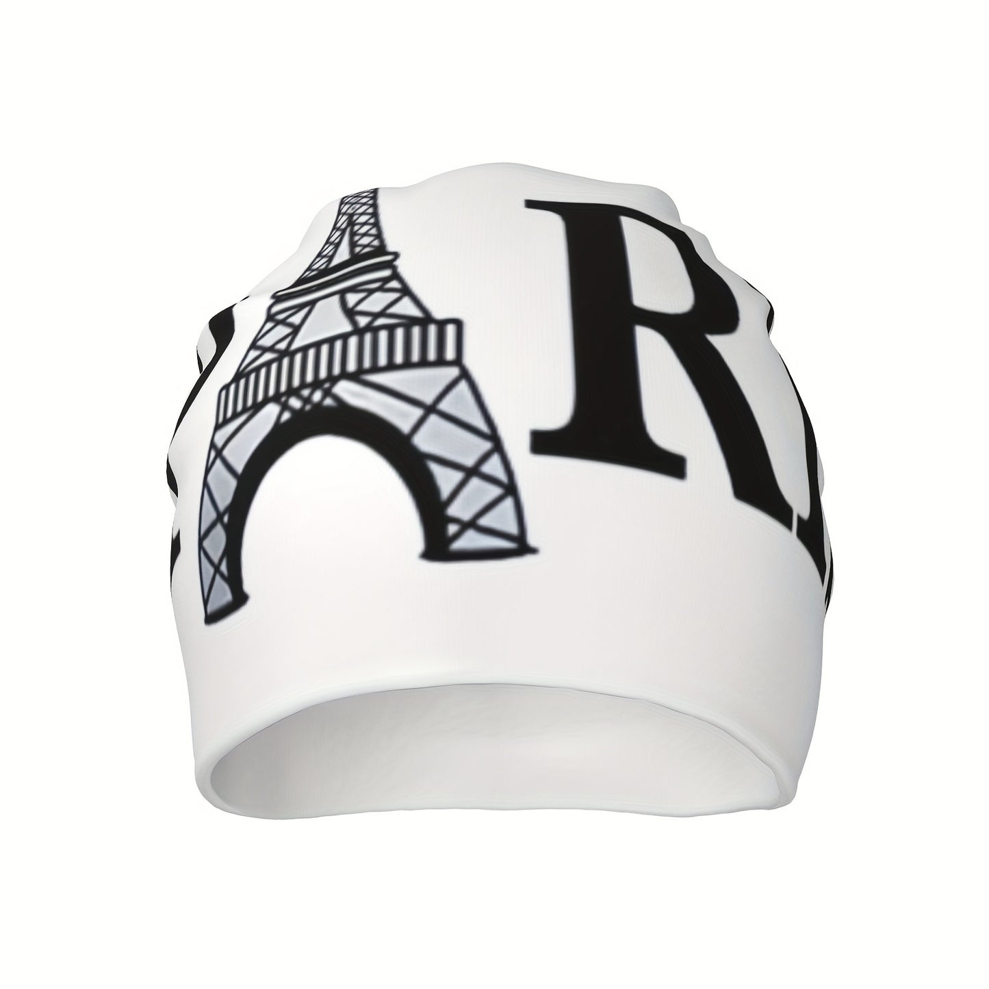 Fresh Cool Classic Paris Pattern Beanie Hat, Soft Thin Style Summer Bonnet Hat For Sports, Hippie Y2K Retro White, Ideal Choice For Gifts