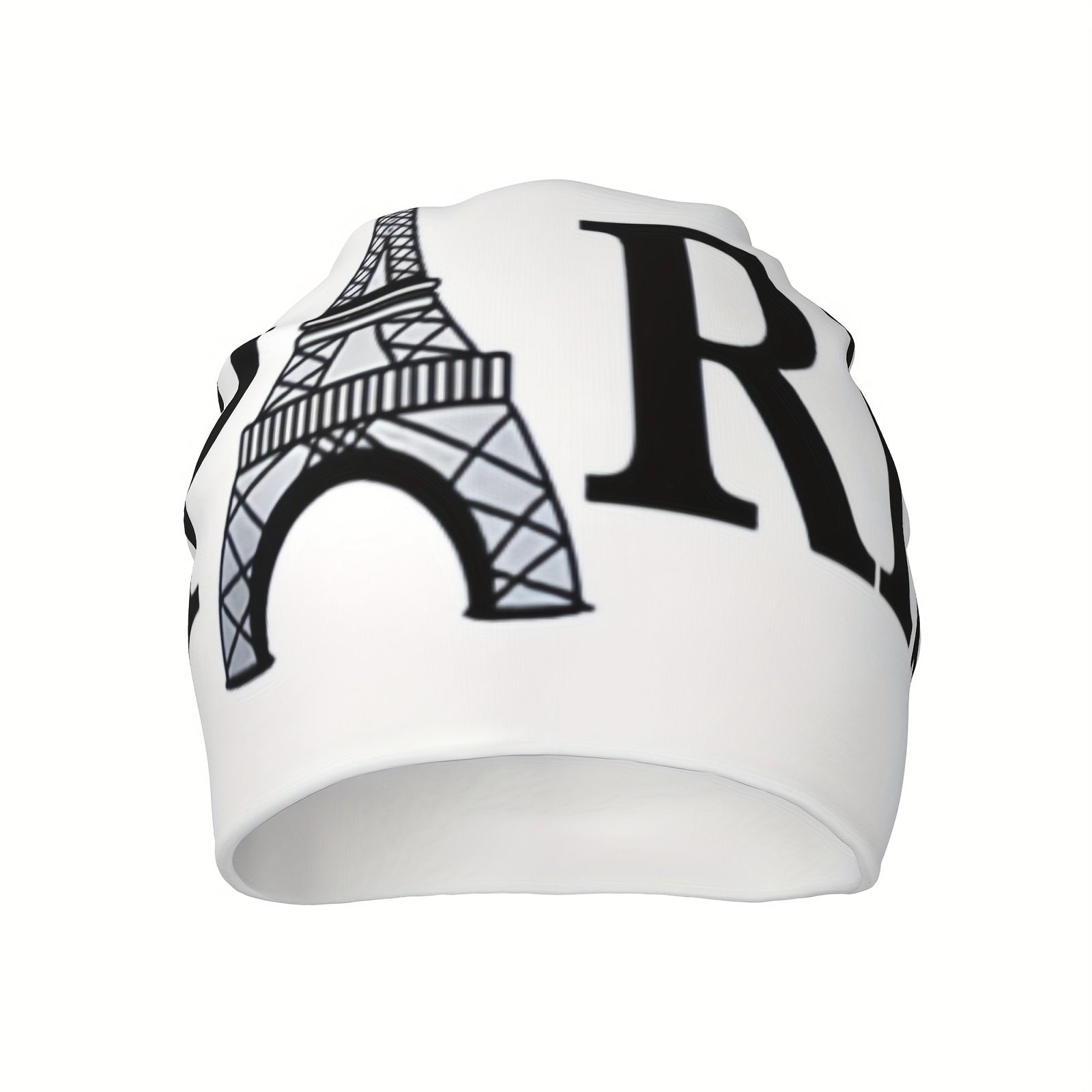 Fresh Cool Classic Paris Pattern Beanie Hat, Soft Thin Style Summer Bonnet Hat For Sports, Hippie Y2K Retro White, Ideal Choice For Gifts