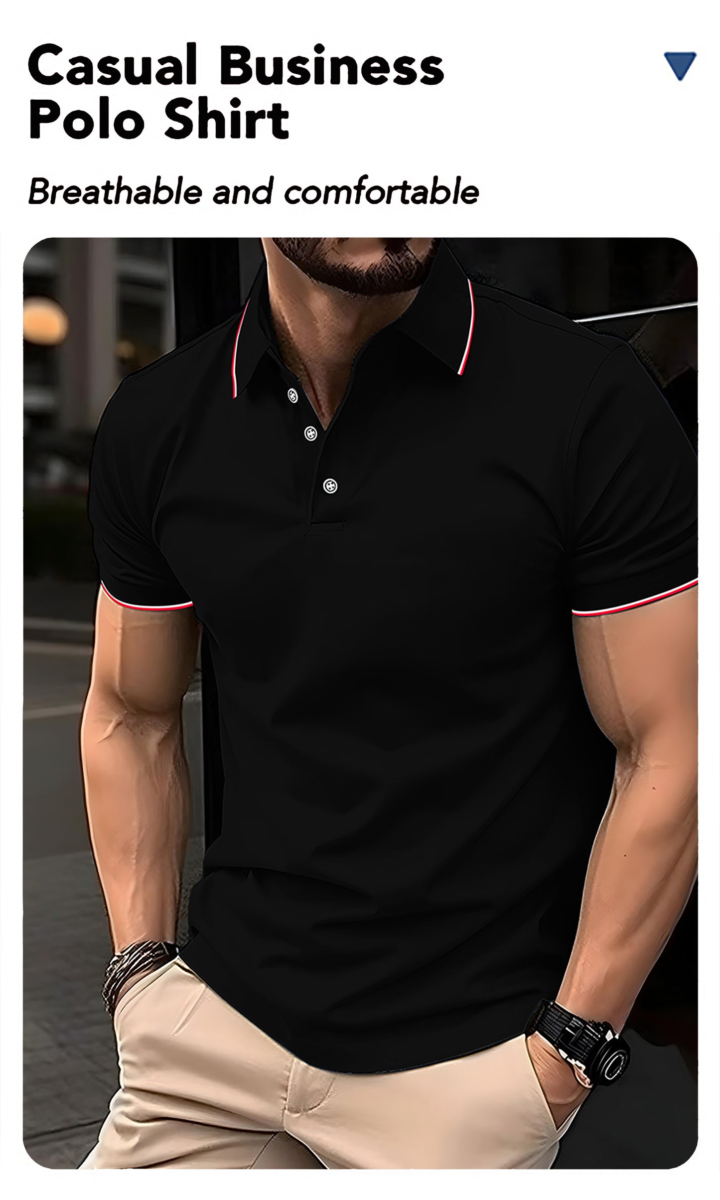 Men'S Stylish Black Polo Shirt with "PARIS" Print - Red & White Stripes, Casual Summer Wear, Breathable & Comfortable, Perfect for Outdoor Activities & Casual Events, Casual Summer Shirt|Stylish Casualwear|Comfortable Fit