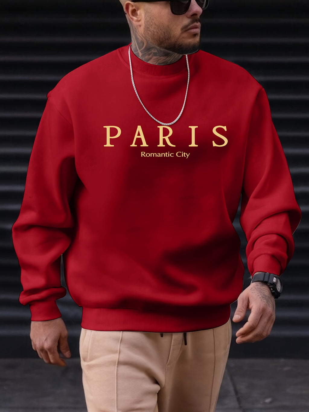 PARIS Romantic City Print Sweatshirt - Crew Neck, Slightly Stretchy, Loose Fit, Polyester Knit Fabric, Patterned with Alphabets - Hand Wash or Dry Clean, Perfect for Spring, Fall, and Winter