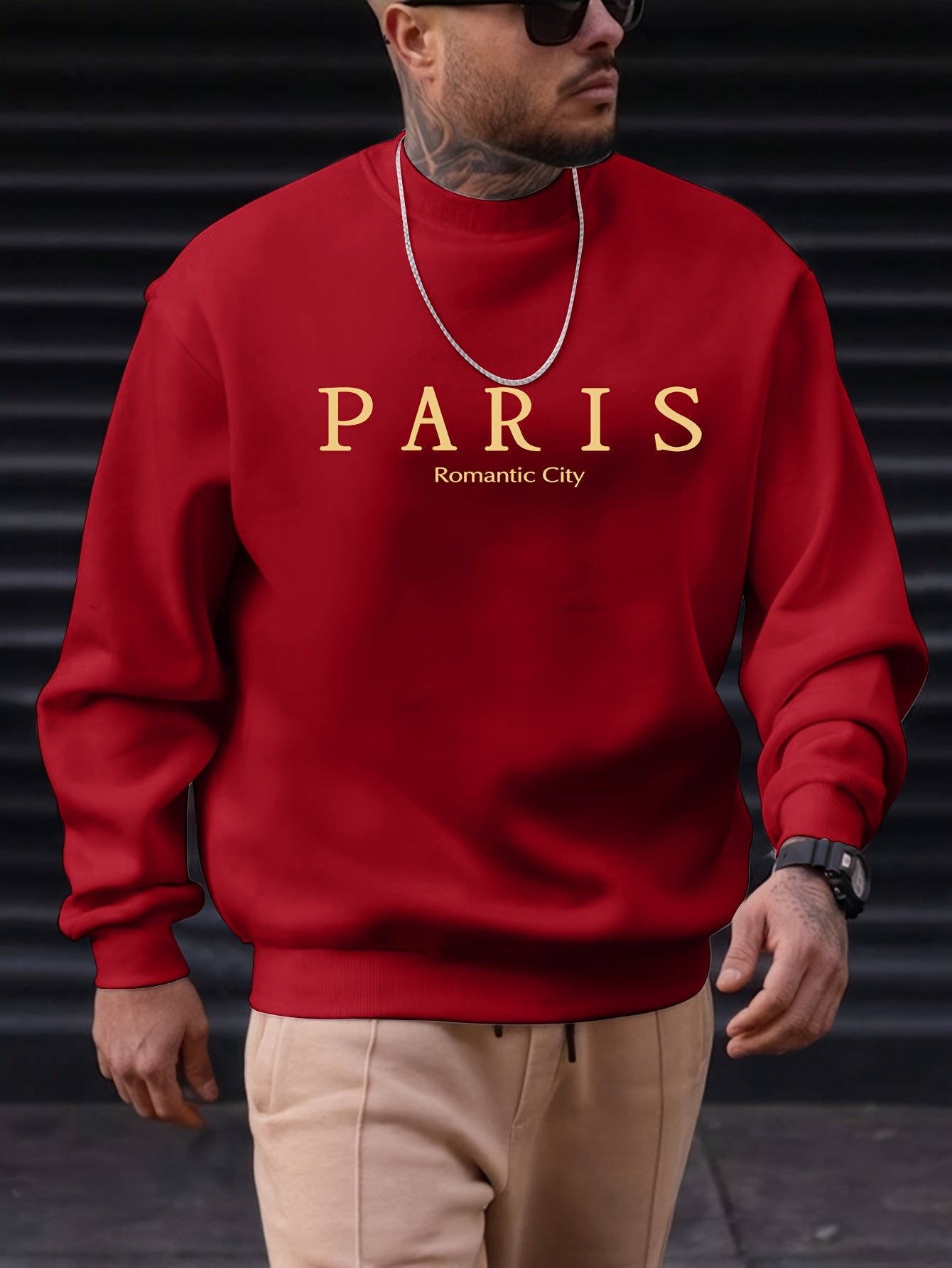 PARIS Romantic City Print Sweatshirt - Crew Neck, Slightly Stretchy, Loose Fit, Polyester Knit Fabric, Patterned with Alphabets - Hand Wash or Dry Clean, Perfect for Spring, Fall, and Winter