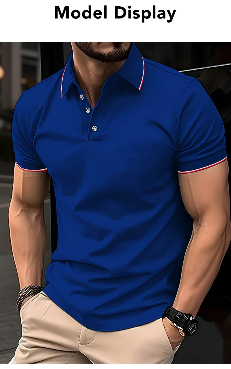 Men'S Stylish Black Polo Shirt with "PARIS" Print - Red & White Stripes, Casual Summer Wear, Breathable & Comfortable, Perfect for Outdoor Activities & Casual Events, Casual Summer Shirt|Stylish Casualwear|Comfortable Fit