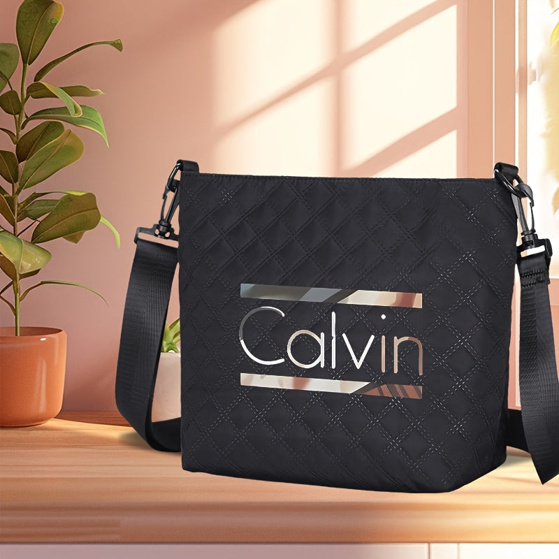[VMI] Lingge bag special fund, Calvin gradient decorative strip printed Women's large capacity crossbody bag, lightweight nylon cloth adjustable shoulder strap portable shoulder bag