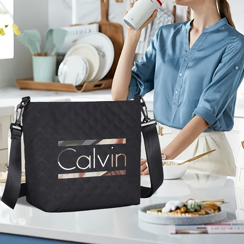 [VMI] Lingge bag special fund, Calvin gradient decorative strip printed Women's large capacity crossbody bag, lightweight nylon cloth adjustable shoulder strap portable shoulder bag