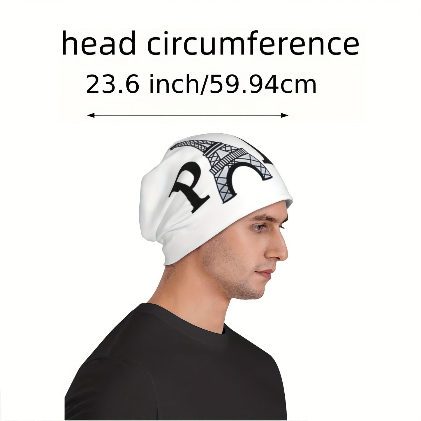 Fresh Cool Classic Paris Pattern Beanie Hat, Soft Thin Style Summer Bonnet Hat For Sports, Hippie Y2K Retro White, Ideal Choice For Gifts