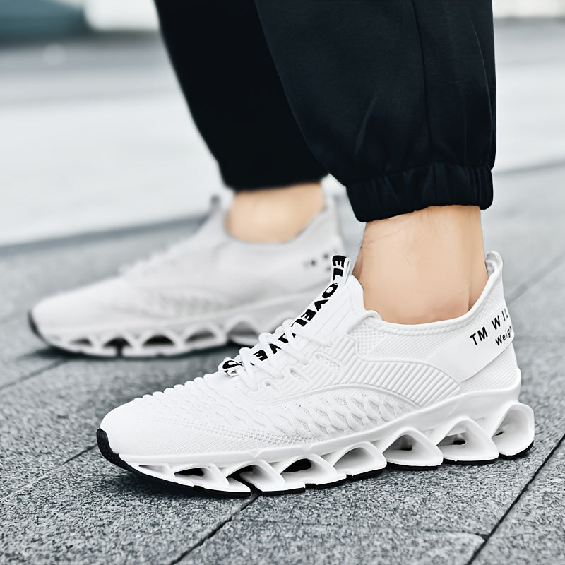 Men's Lightweight Breathable Sports Shoes, Blade Sole Comfortable for Standing Running Shoes, Trendy Multi-functional Sports Leisure Men's Fashion Shoes, Absorbing Cushioning And Low-top Lace-up Design - Durable All-terrain T