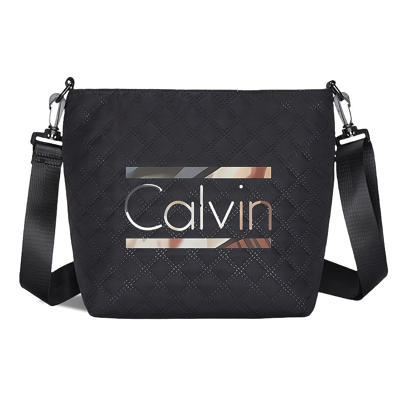 [VMI] Lingge bag special fund, Calvin gradient decorative strip printed Women's large capacity crossbody bag, lightweight nylon cloth adjustable shoulder strap portable shoulder bag
