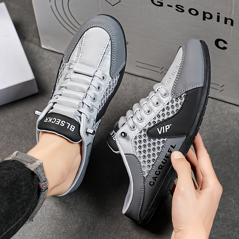 [Casual Sports Sandals] Men's Fashion Slip-On Shoes 1 Pair - Comfortable, Breathable, Versatile for Indoor, Vacation, Daily Wear - Khaki/Gray/White-Green