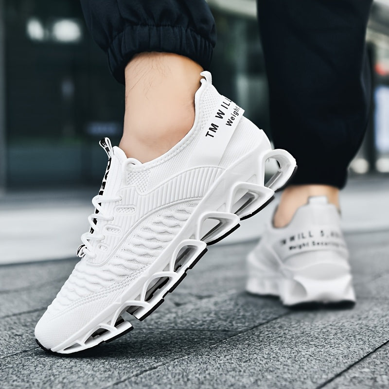 Men's Lightweight Breathable Sports Shoes, Blade Sole Comfortable for Standing Running Shoes, Trendy Multi-functional Sports Leisure Men's Fashion Shoes, Absorbing Cushioning And Low-top Lace-up Design - Durable All-terrain T