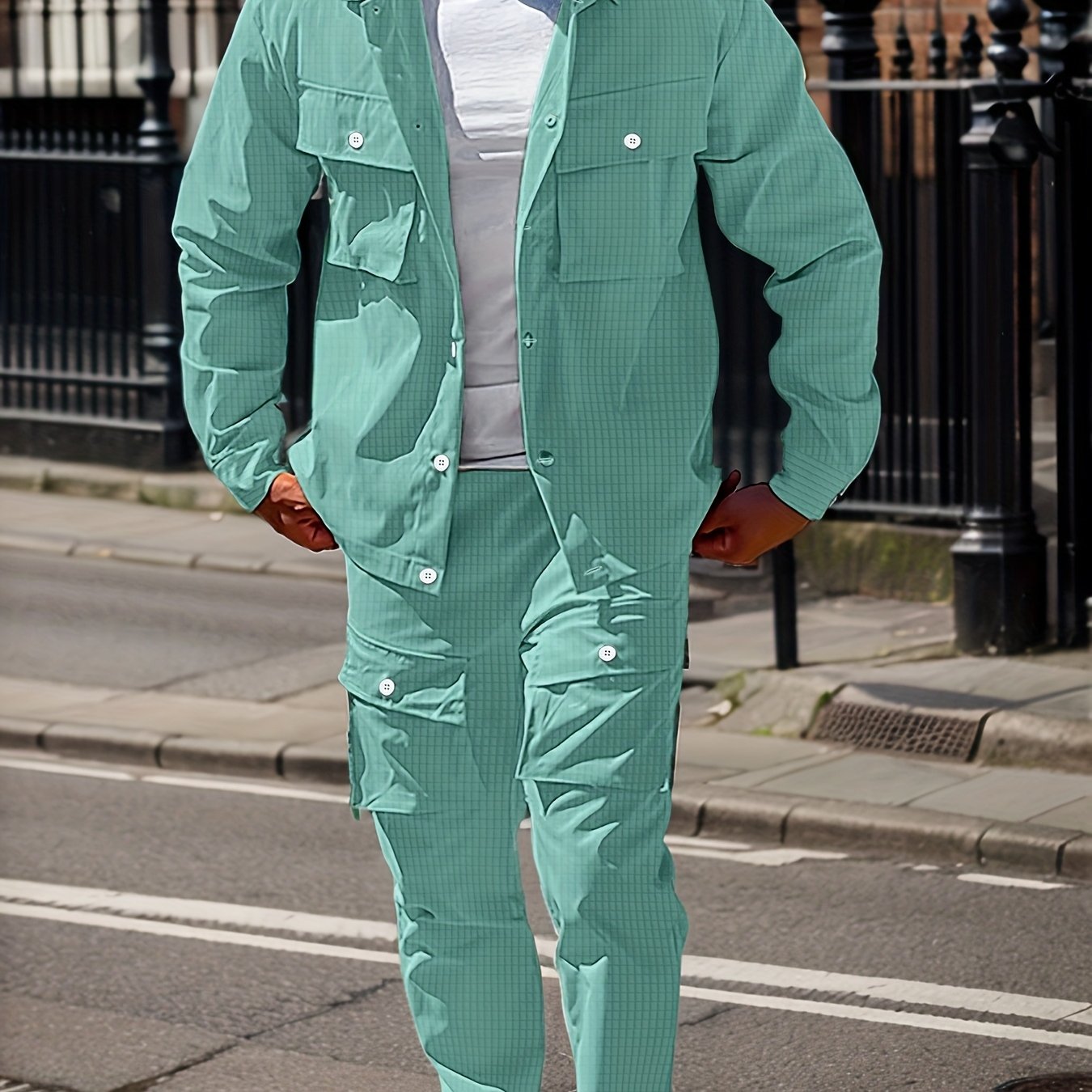 Large Size Men's Casual Set, PLUS SIZE Effortless Sophistication Meets Cold-Weather Comfort. Step into the season with this versatile men's autumn/winter outfit, expertly crafted from a durable cotton blend that balances comf