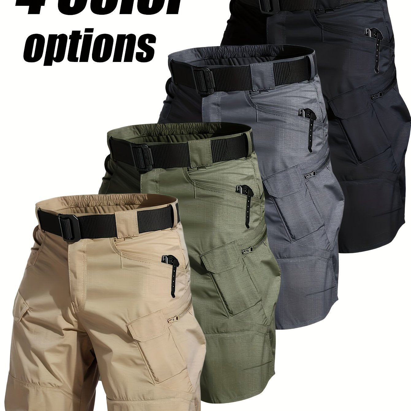 2pcs of Men's Tactical Cargo Shorts, Lightweight, Quick Dry, Breathable, Multi Pocket, - Black & Grey, Great for Hiking & Outdoor Activities, Mountaineering Gear
