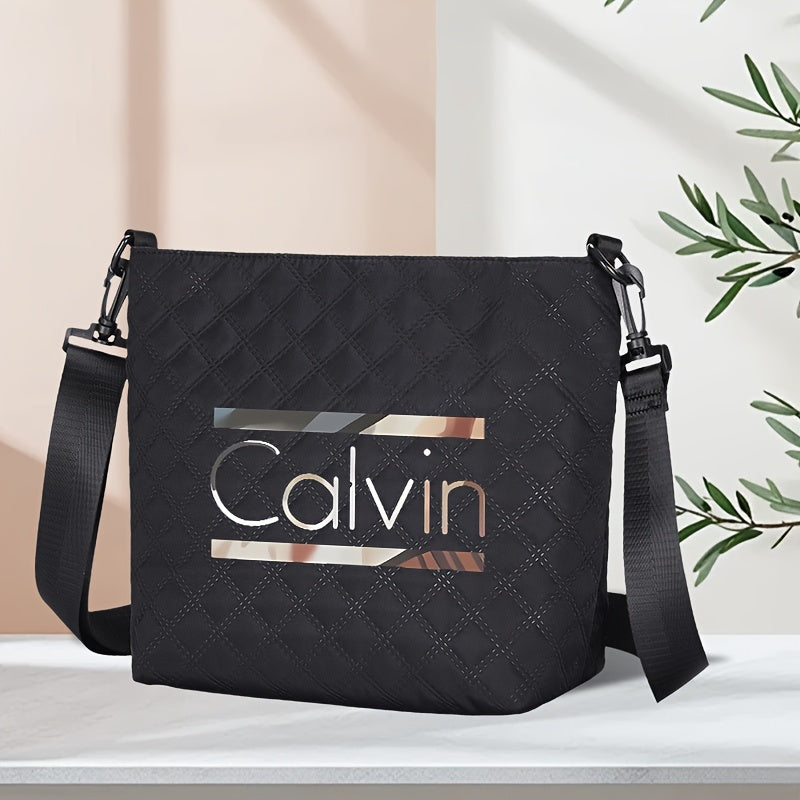 [VMI] Lingge bag special fund, Calvin gradient decorative strip printed Women's large capacity crossbody bag, lightweight nylon cloth adjustable shoulder strap portable shoulder bag