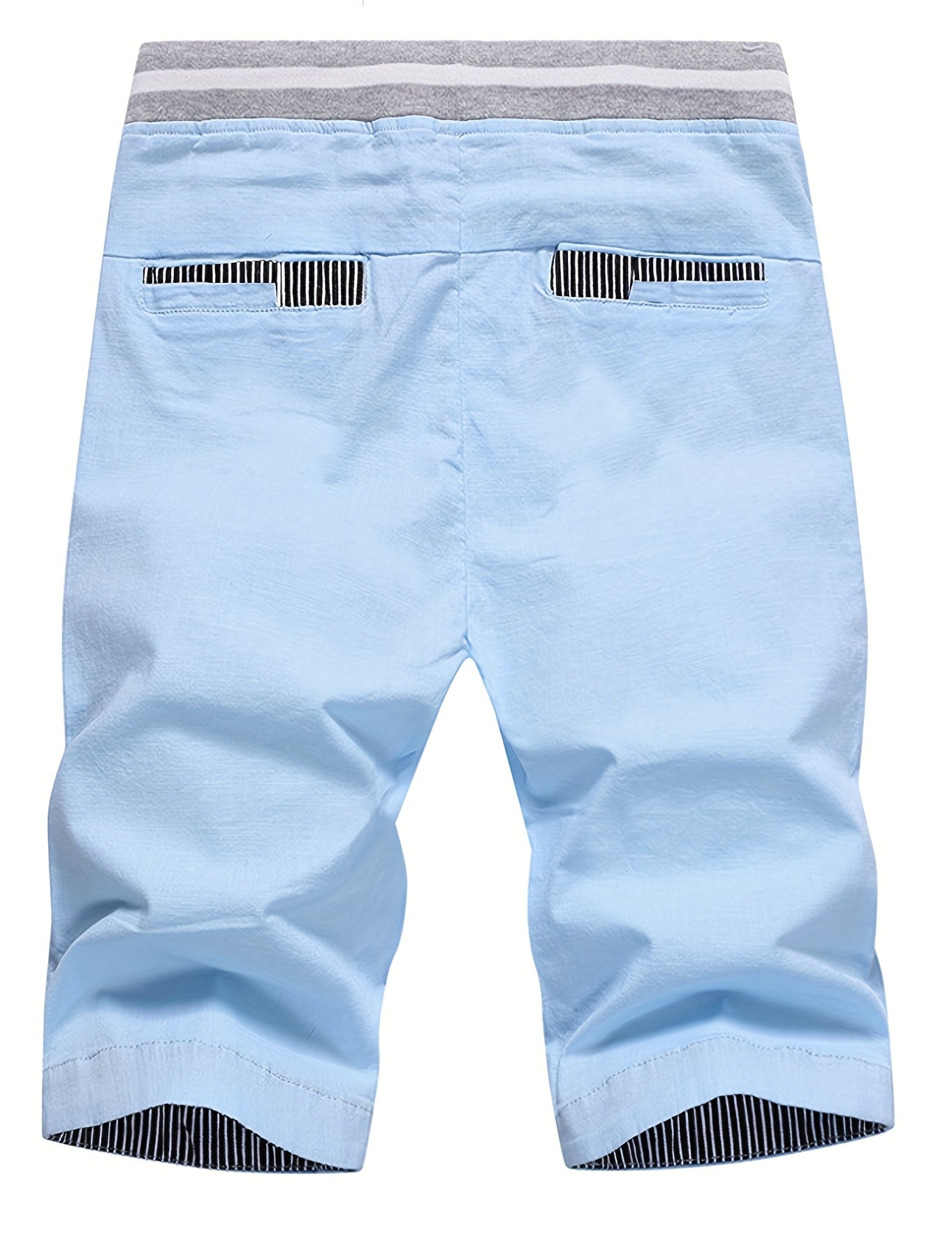 Men's 2-in-1 Look Spliced Casual Shorts with Drawstring Waist, Label Patch, Summer Short Straight-Leg Beach Casual Sport Daily Knee-Length Pants