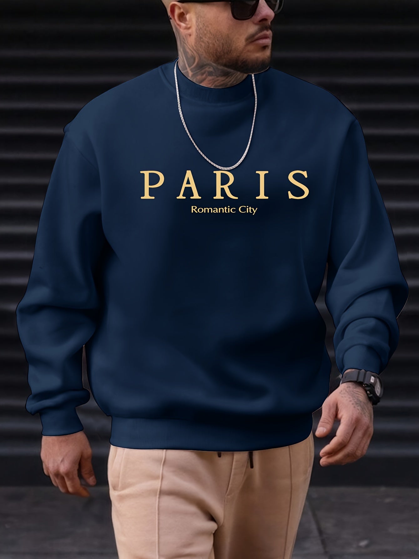 PARIS Romantic City Print Sweatshirt - Crew Neck, Slightly Stretchy, Loose Fit, Polyester Knit Fabric, Patterned with Alphabets - Hand Wash or Dry Clean, Perfect for Spring, Fall, and Winter