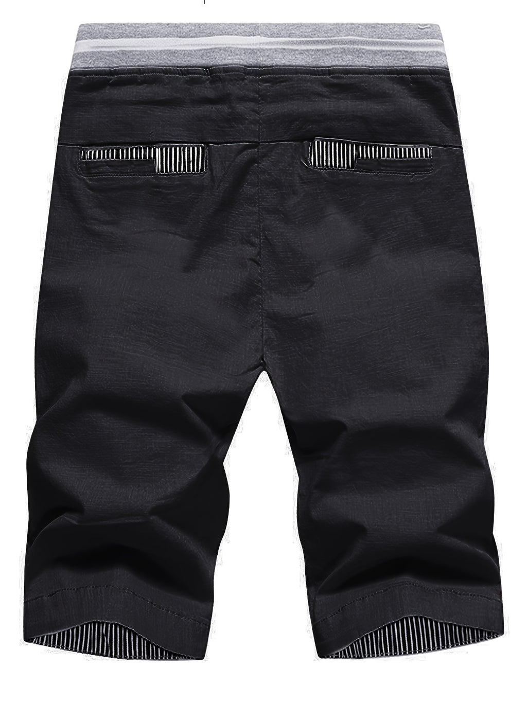 Men's 2-in-1 Look Spliced Casual Shorts with Drawstring Waist, Label Patch, Summer Short Straight-Leg Beach Casual Sport Daily Knee-Length Pants