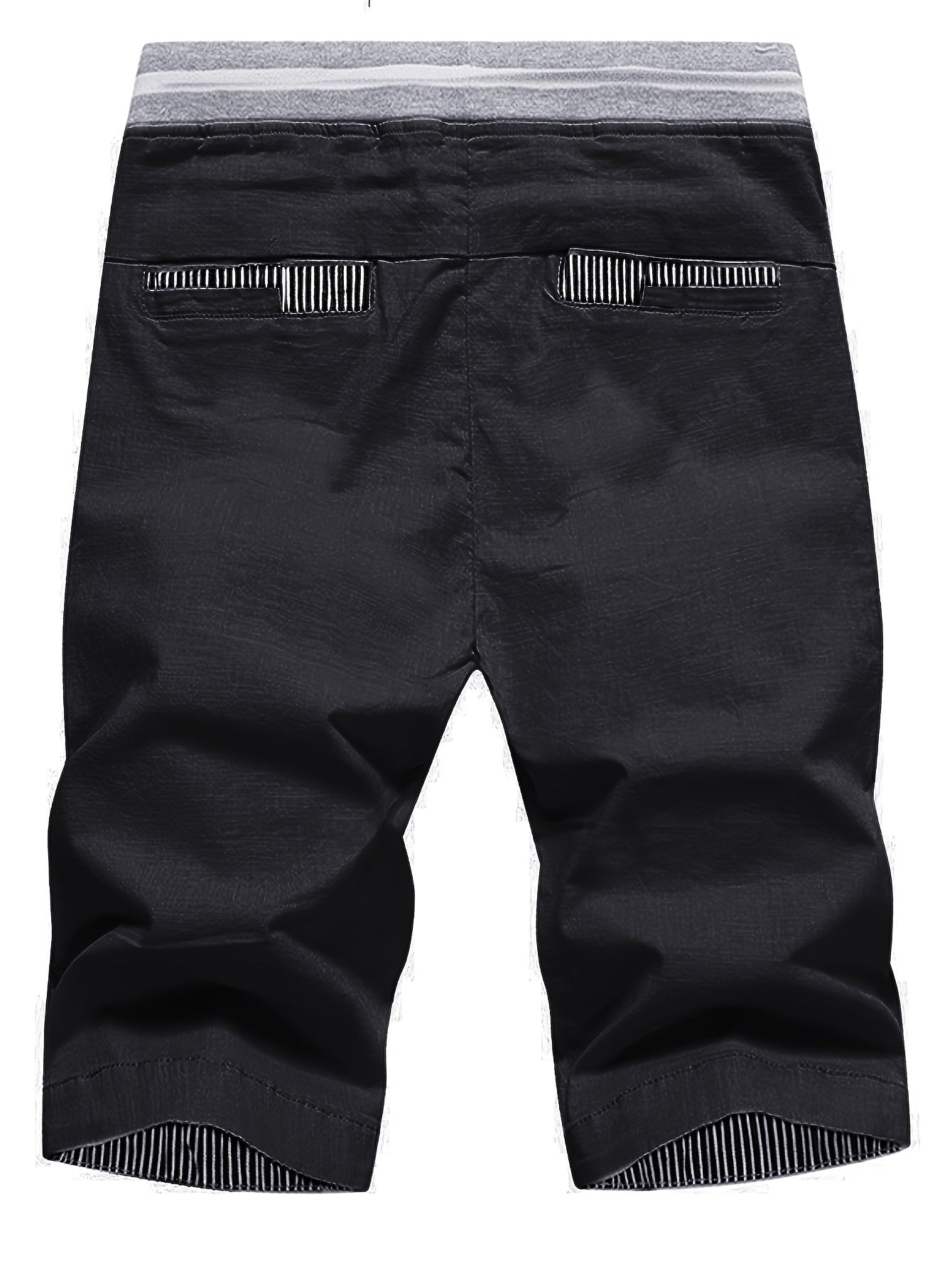 Men's 2-in-1 Look Spliced Casual Shorts with Drawstring Waist, Label Patch, Summer Short Straight-Leg Beach Casual Sport Daily Knee-Length Pants