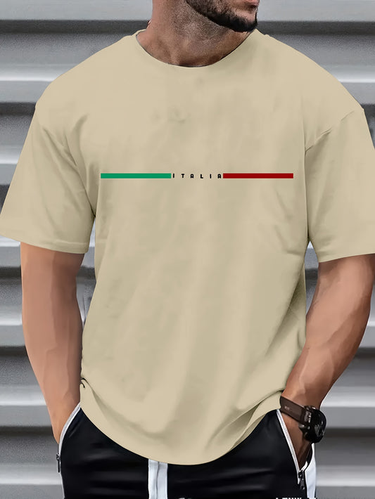 Vibrant Paris Print Short Sleeve Crew Neck T-Shirt - Comfort Fit, Stylish Streetwear, Soft Fabric, Breathable, Moisture-Wicking, Daily Wear Essential for Men - Perfect for Spring and Summer