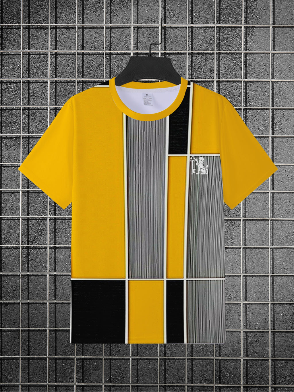 Men's 3D -Over Print Short Sleeve T-Shirt - Summer Breathable Round Neck Casual Streetwear Top with 3D Horizontal Stripes (Front/Back), Soft Machine-Washable Fabric Suitable for Young Men &
