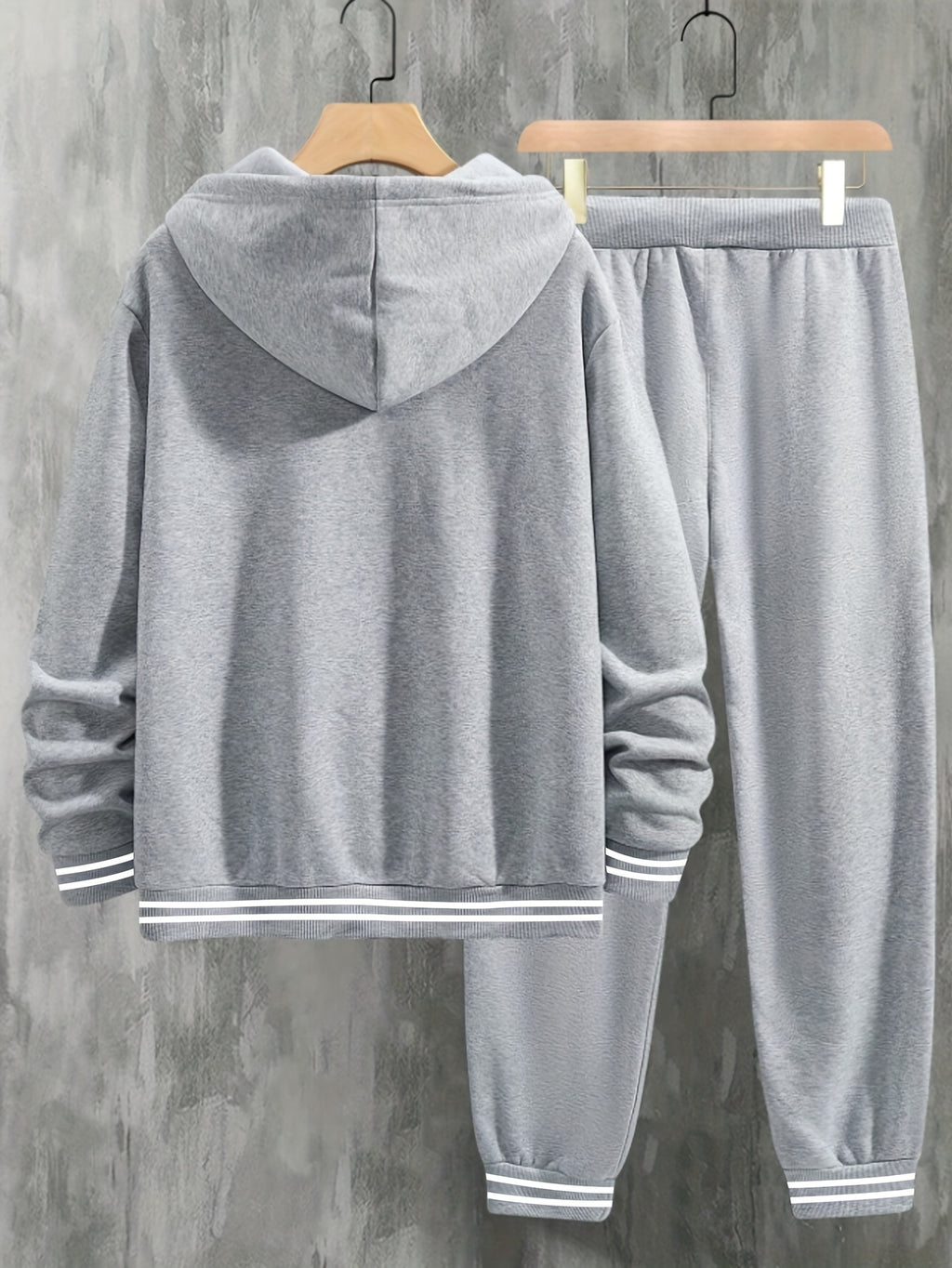 2-piece PARIS Print Men's Spring Fall Sports Outfit Set, Men's Hooded Sweatshirt With Kangaroo Pocket & Drawstring Sweatpants Set