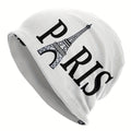 Fresh Cool Classic Paris Pattern Beanie Hat, Soft Thin Style Summer Bonnet Hat For Sports, Hippie Y2K Retro White, Ideal Choice For Gifts