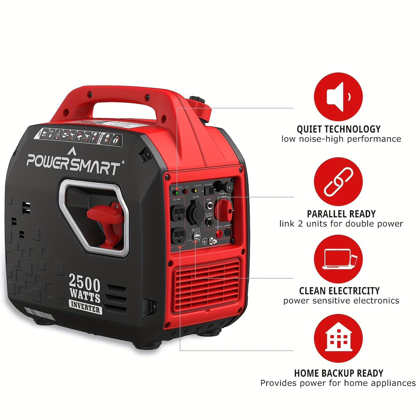 PowerSmart 2500-Watt Portable Inverter Generator with Quiet Technology