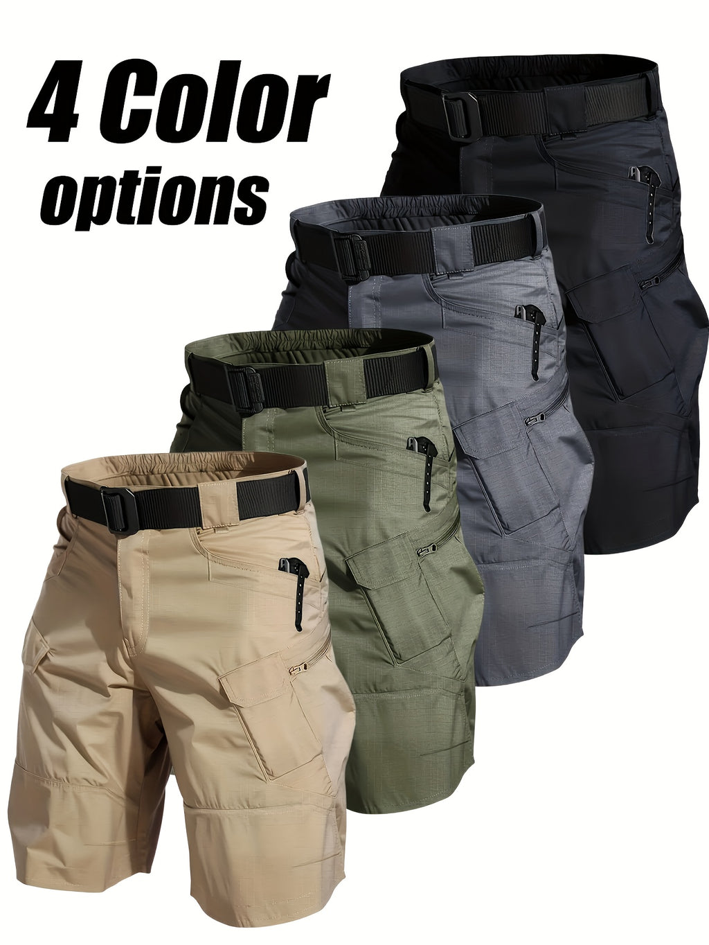 2pcs of Men's Tactical Cargo Shorts, Lightweight, Quick Dry, Breathable, Multi Pocket, - Black & Grey, Great for Hiking & Outdoor Activities, Mountaineering Gear