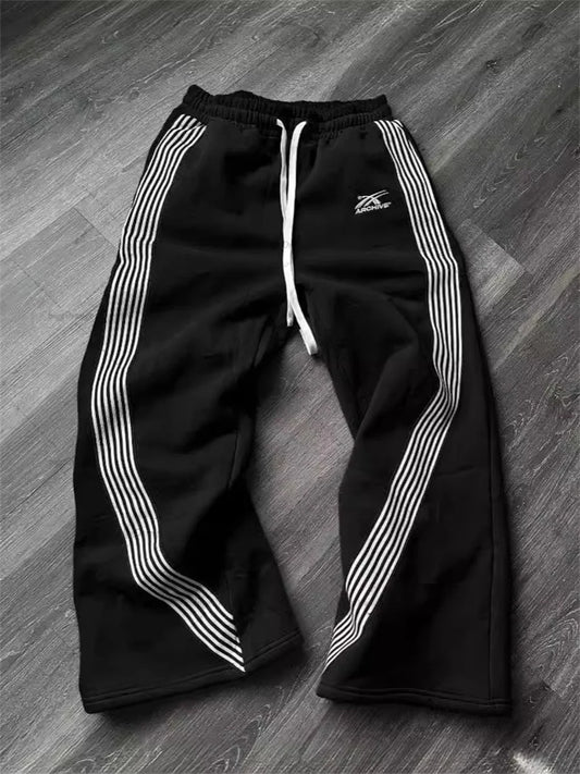 Y2k Embroidered Black Gray Casual Pants Men's Women's Premium Blended Material