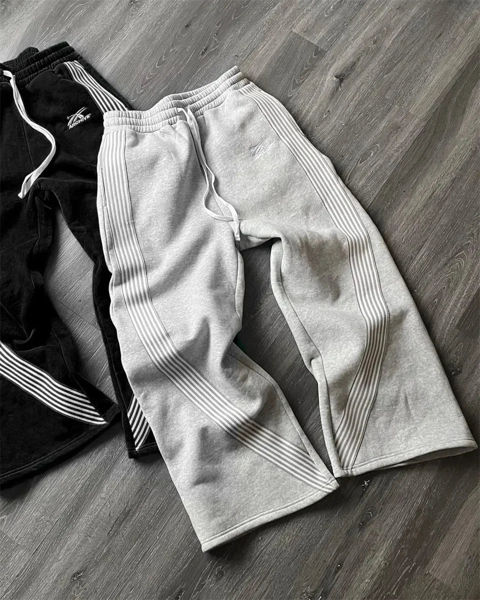 Y2k Embroidered Black Gray Casual Pants Men's Women's Premium Blended Material
